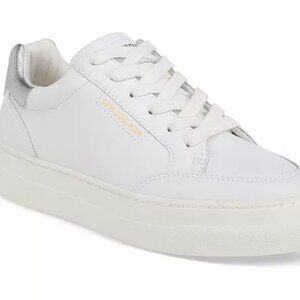 NIB Sam Edelman Wess Bright White Leather Sneaker Lace Up Low Top Women Size 8M